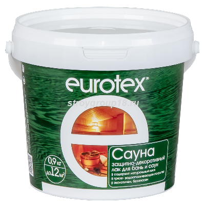 01995 Eurotex  Лак для стен и потолков, полов в банях и в саунах 2,5 кг (до 35м2)
