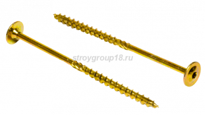 Саморез по дереву желт. тарельчатая голова 6*180 TORX 30